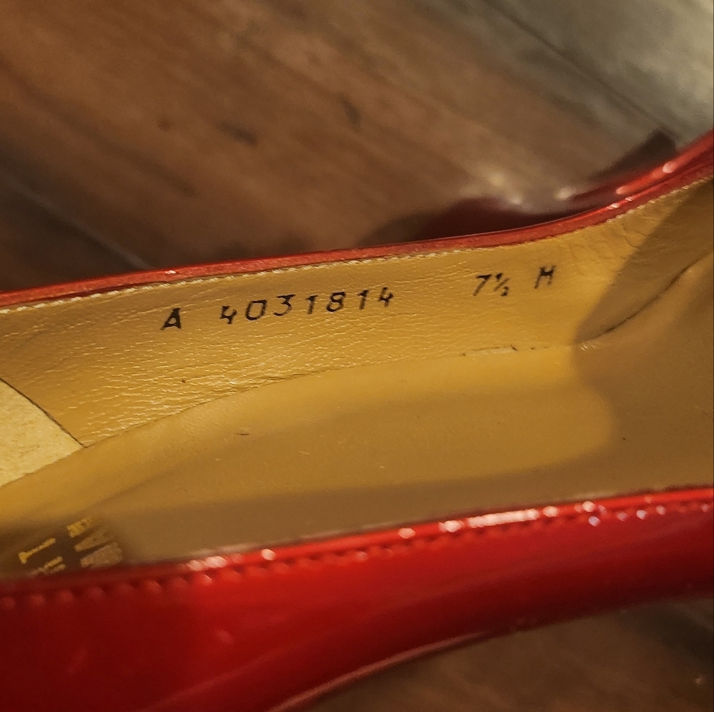 Stuart Weitzman Red Peep Open Toe Heels 7.5 - image 8